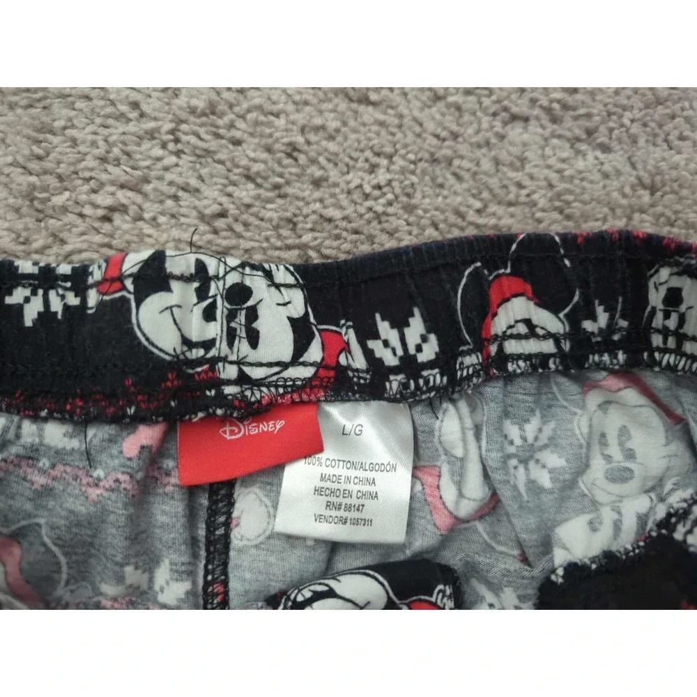 Disney Mickey Mouse Pajama Pants Mens Large Black Pull On Sleep‎ Loungewear - Picture 2 of 7